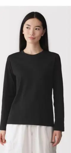 新品タグ付き！ 無印良品の天竺編み　クルーネック　長袖Tシャツ　Mサイズ