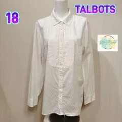 TALBOTS タルボット　シャツ　ホワイト　ドット柄　コットン100% D4のサムネイル