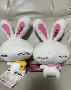 LOVE うさぎ ぬいぐるみ 2体セット　平成レトロ　希少