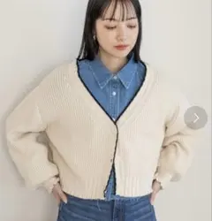 【LOWRYS FARM】 アイボリー ショートカーディガン　フリーサイズ