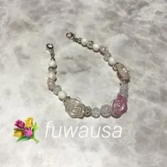 ハンドメイド 薔薇 ビーズ ストラップ
