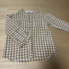 ギンガムチェック柄長袖シャツ