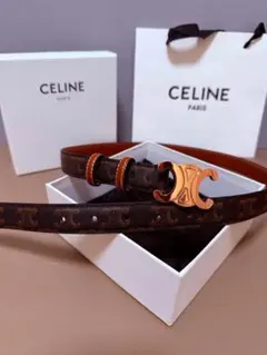 CELINE トリオンフ ベルトブラウンゴールド85