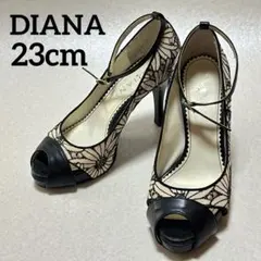 DIANA ダイアナ　サンダル　ハイヒール　アンクルストラップ　花柄