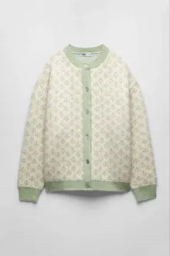 ZARA フラワージャカードニット カーディガン