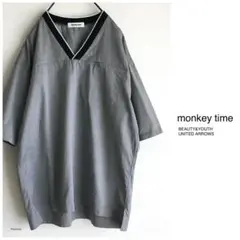 ◯モンキータイム【洗える】Vネック プルオーバー シャツ 半袖 グレーのサムネイル