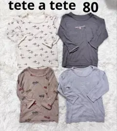 teteatete シーソー.ヘリコプター.車柄長袖シャツ4枚セット　80cm