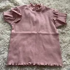 フリル袖 　フリル裾　子ども用Tシャツ 　110センチ　リブ編み　ピンクのサムネイル