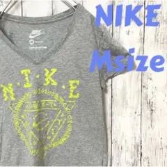 【NIKE】ナイキ VネックTシャツレディースMsize グレー×ライムグリーン