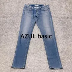 【AZUL basic】ウォッシュ加工 スキニーデニム ライトブルー