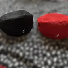 ノベルティKANGOL K3107ST ベレー帽 赤 黒 セットのサムネイル