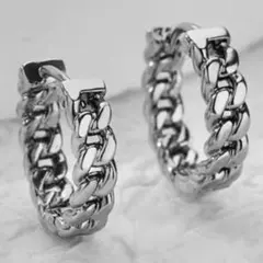 シルバー チェーンデザイン ピアス(両耳用)