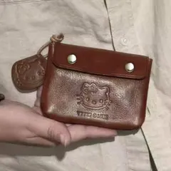 人気キティ風 ミニ財布 コインケース ブラウン PUレザー 小物入れ コンパク