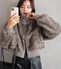 Wジップ フェイクファーショートブルゾン