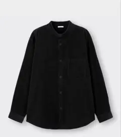 GU 美品　コーデュロイリラックスフィットバンドカラーシャツ　ブラック