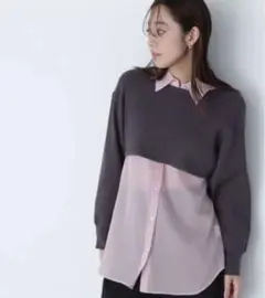 新品ニットレイヤードシアーシャツ NATURAL BEAUTY BASIC