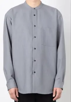 未使用　COMME CA ISM バンドカラーシャツ (サイズM、グレー)