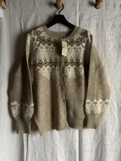 【新品】 サマンサモスモス 求心柄クルーカーディガン ベージュ