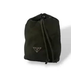 プラダ　巾着　ポーチ　三角ロゴ　ミニ　小物入れ　化粧ポーチ　テスートナイロン　緑