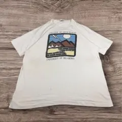 90s オクラホマ大学 Tシャツ 白 アートT グラフィックT シングルステッチ