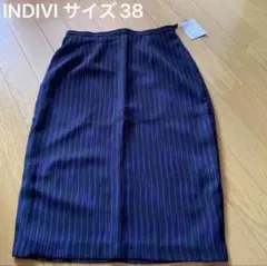 ★新品★ INDIVI ストライプ　膝丈タイトスカート