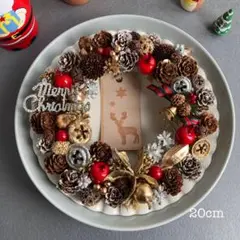 木の実ゴロゴロ☆キラキラ☆クリスマスリース 20cmタグのおまけ付きNO.16