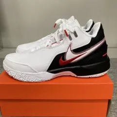 ナイキメンズスニーカーナイキレブロンバスケットシューズバッシュ白 赤黒新品25