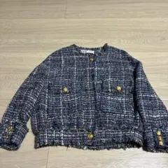 ZARA、ツイード、ジャケット、ゆったりシルエット、Sサイズ