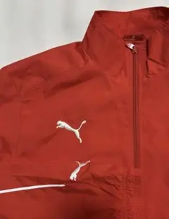 PUMA ウーブンジャケット ジップアップ ロゴ M レッド