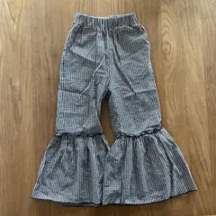 韓国子供服　ギンガムチェックフレアパンツ　110〜120