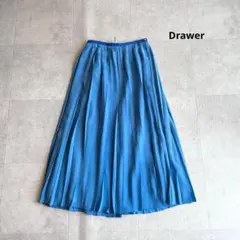 【訳アリ】Drawer シルク シフォン プリーツスカート ロング ブルー 36のサムネイル