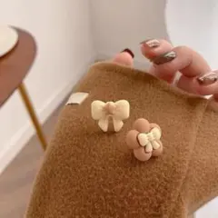 値下げ！ぷっくり リボン 花 デザイン ピアス 可愛い アクセサリー