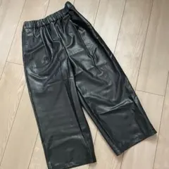 再構築 レザーパッチワーク ワイドパンツ イージーパンツ ブラック 本