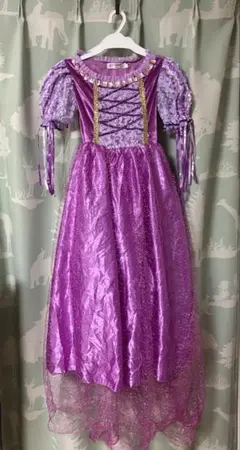 ラプンツェル風紫色ドレス　140　訳あり（破れあり）