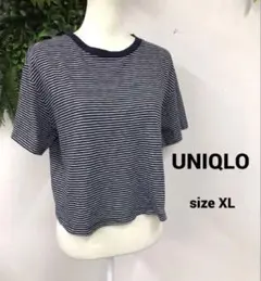 UNIQLO　カットソー　半袖　XL　クロップド丈　ボーダー柄　レディース