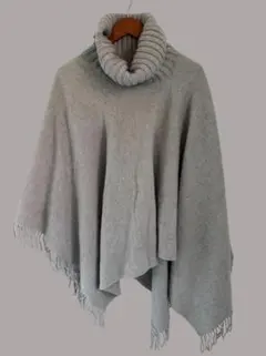 ファビアナフィリッピ グレー ウール＆カシミア ニット タートルネック ポンチョ