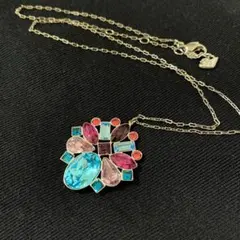 スワロフスキー ペンダント 大振り ネックレス マルチカラー 華やか 存在感