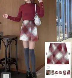 GRL　インパン裏地付きチェック柄シャギーミニスカート【tw1179】Mサイズ