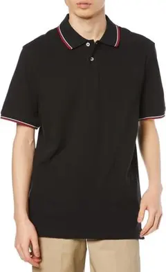 ポロシャツ コットンピケ スリムフィット メンズ　黒　Мサイズ