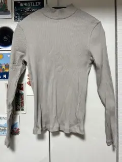 新品✨ GU グレー リブ編み 長袖 ハイネック トップス