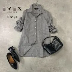 EVEX by KRIZIA ギンガムチェックシャツ 絹100％ 42 L~XLのサムネイル