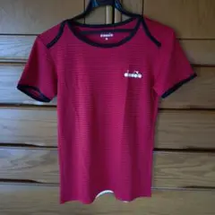 diadora 赤黒ストライプ Tシャツ Lサイズ