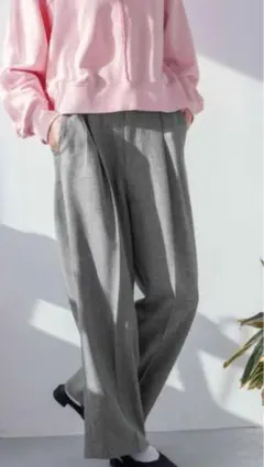 ローリーズファーム　メランジツイルワイドパンツ　M グレー