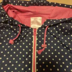 150㌢水玉模様 フード付きジャケット ネイビー♡ピンク