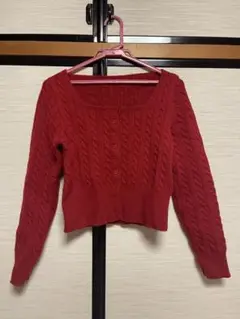 Dazy ケーブルニット レッド カーディガン M