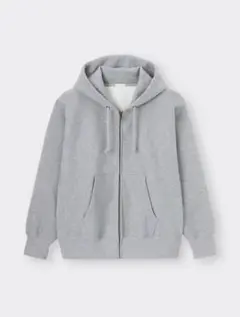 グレー ヘビーウェイトスウェットフルジップパーカー Sサイズ ドローコード付き