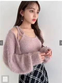 GRL ボレロXリボンキャミソールフェザーニットアンサンブルmb1522