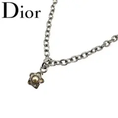 極美品　Dior　ネックレス　スター　パール　ラインストーン　CDロゴ　シルバー