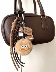 じゃらじゃらキーホルダー バッグチャーム ダブルコード付き モケモケブラウン☆