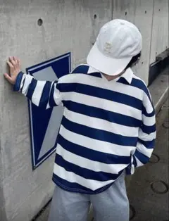 ツイーンボーイズ カジュアル 韓国スタイル 襟付き ストライプ柄 Tシャツ